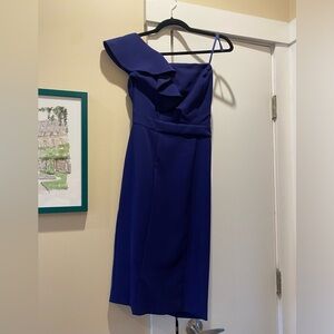 Review Australia One shoulder dark blue cocktail dress sz 4